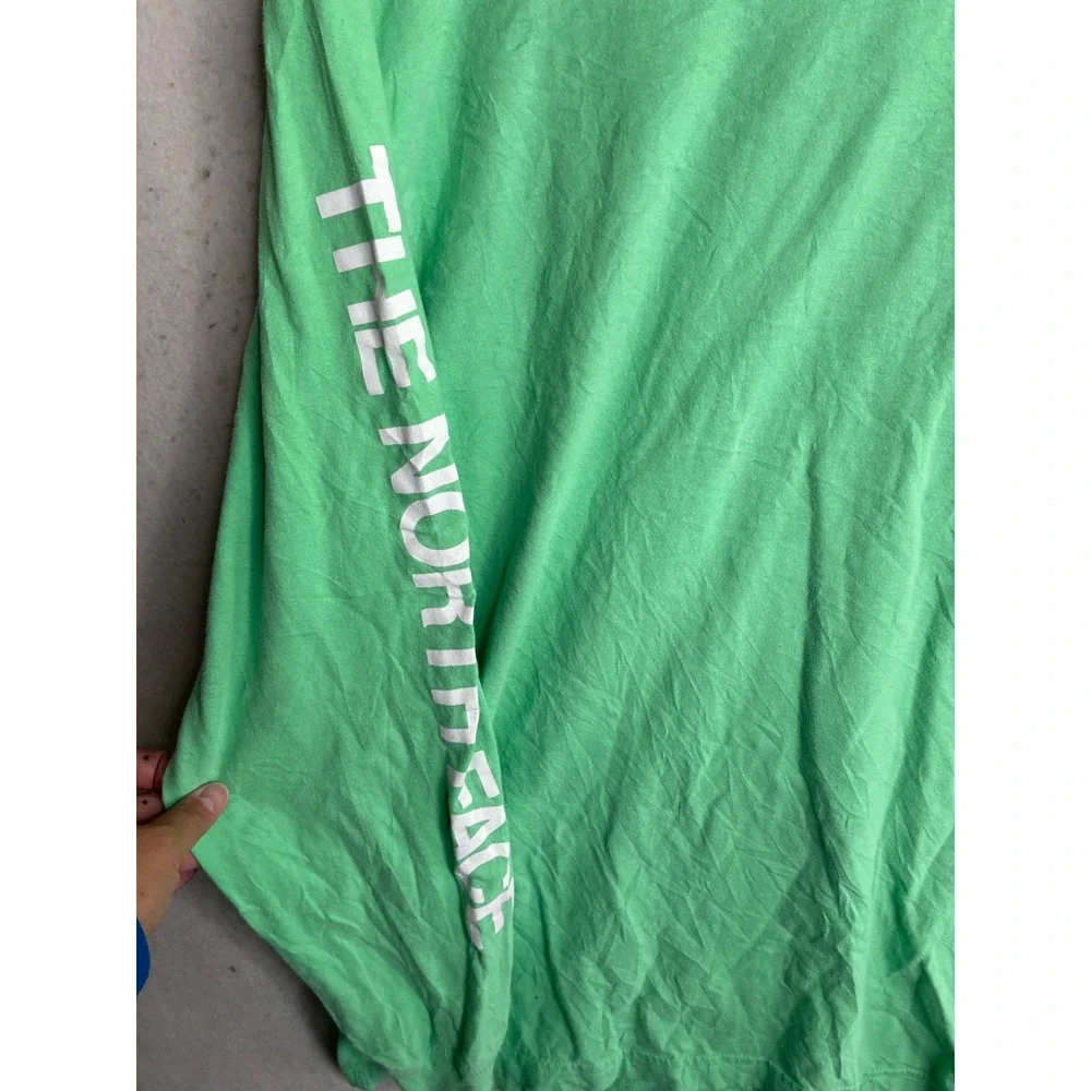 The North Face Mens XXL Green Long Sleeve Graphic Logo T-Shirt 100% Cotton